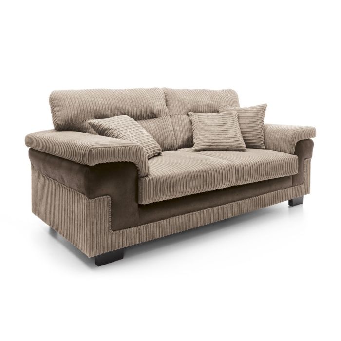 Sampson Cord 3 Seater Sofa - Brown Fabric