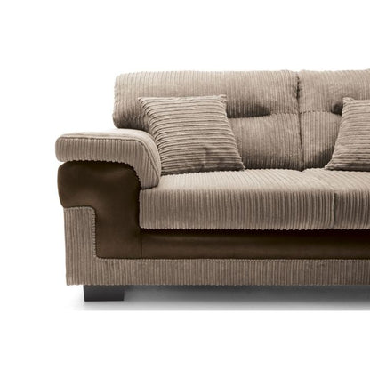 Sampson Cord 3 Seater Sofa - Brown Fabric