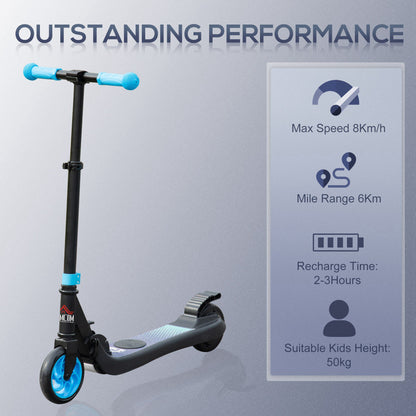 HOMCOM olding Electric Scooter with Brake, for Ages 6+ Years, 8km/h Maximum Speed, Blue