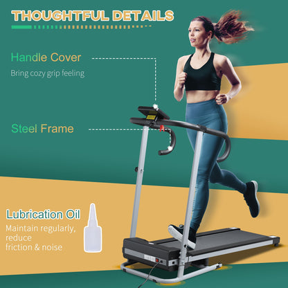 HOMCOM .25HP Motorised Electric Treadmill, 10km/h Folding Running Machine, Gym Fitness Exercise with LCD Monitor, Grey