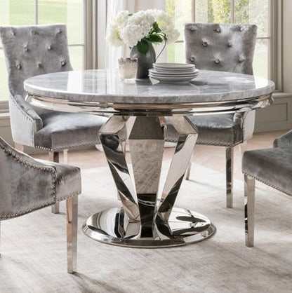 Vida Living Arturo 130cm Grey Marble Round Dining Table - 4 Seater