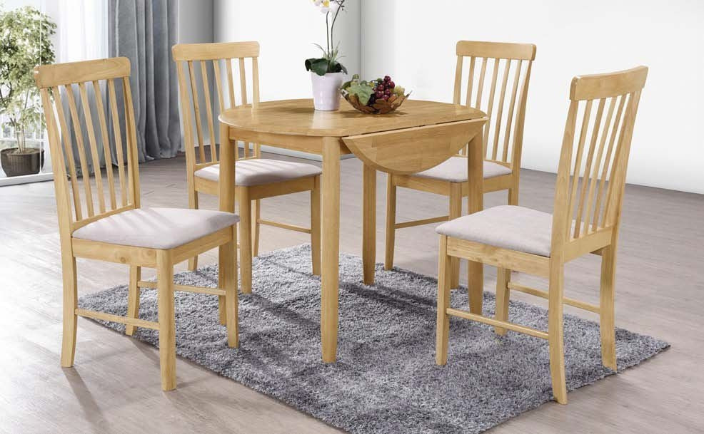 Cologne Light Oak Round Drop Leaf 2 Seater Extending Dining Table