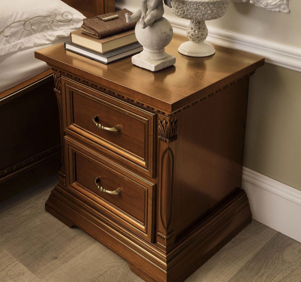 Camel Treviso Night Cherry Wood Italian Bedside Cabinet