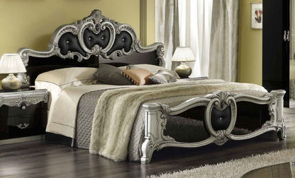 Camel Barocco Black and Silver Italian Bedroom Set with King Size Bed