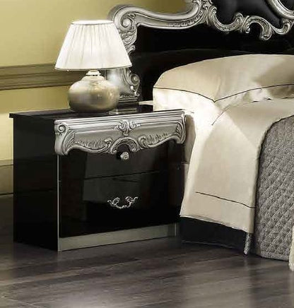 Camel Barocco Black and Silver Italian Bedroom Set with King Size Bed