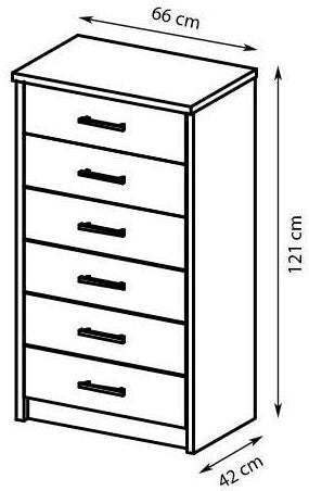 Cremona Sonoma Oak 6 Drawer Chest