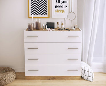 Dentro White and Oak 4 Drawer Chest