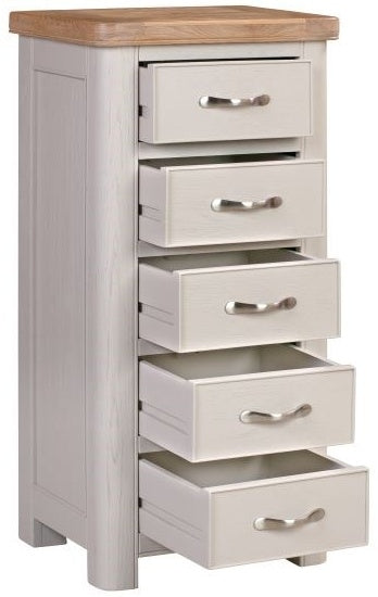 Clarion Oak and Grey Painted 5 Drawer Tall Chest