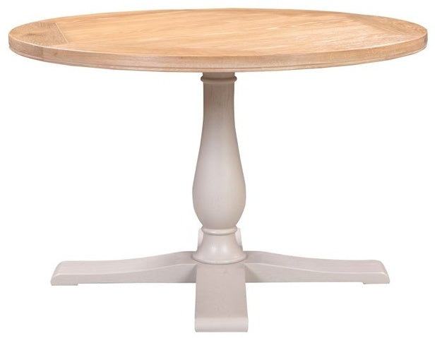 Clarion Oak and Grey Painted Round Dining Table - 4 Seater