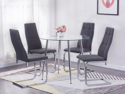 Nova 4 Seater Round Dining Table - Glass and Chrome