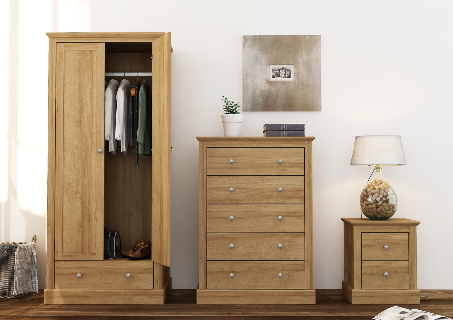 Devon Oak 2 Door Wardrobe