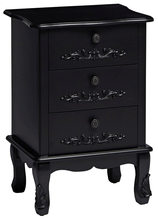 Antoinette French Style Black 3 Drawer Chest