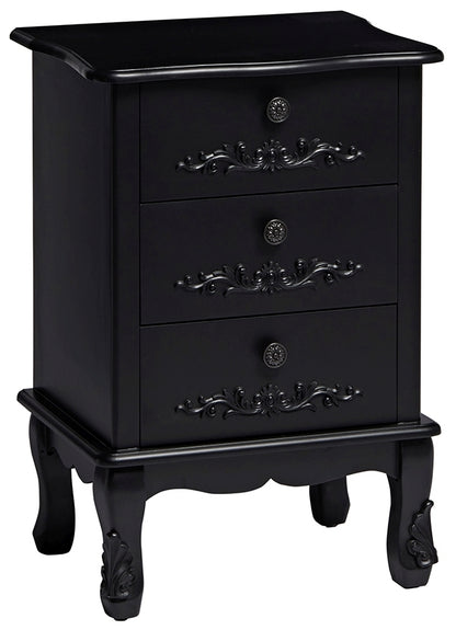 Antoinette French Style Black 3 Drawer Chest