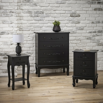 Antoinette French Style Black 3 Drawer Chest