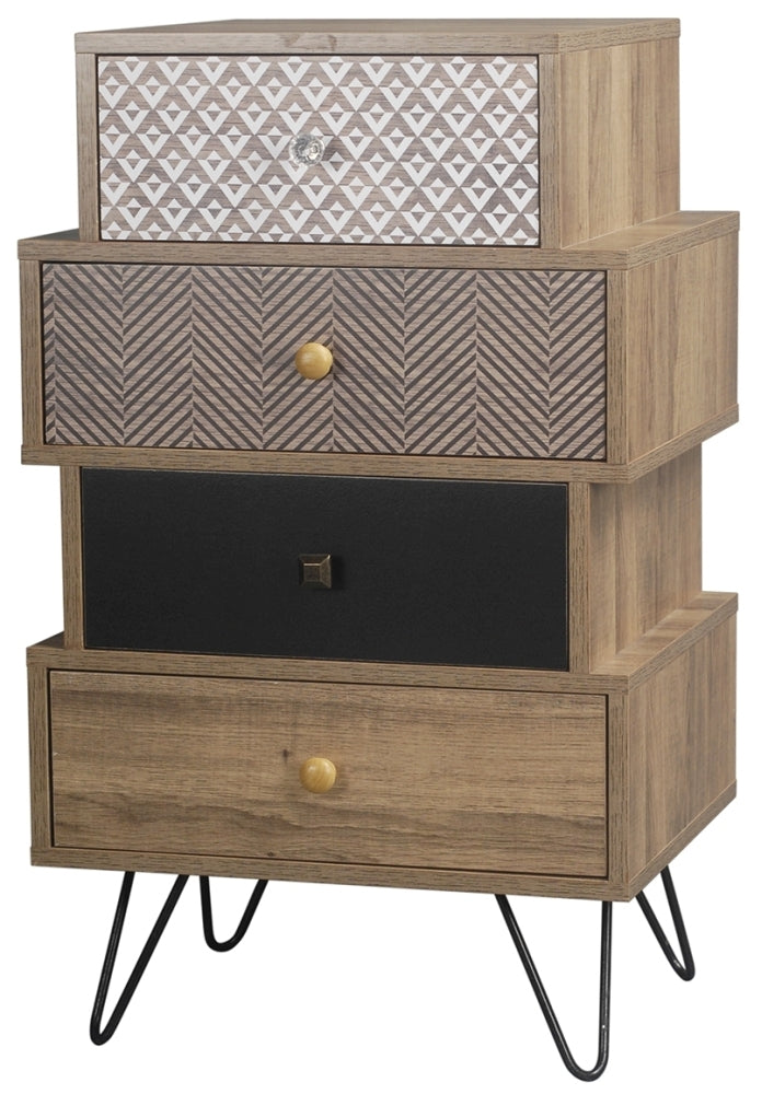 Casablanca Printed 4 Drawer Chest with Hairpin Legs