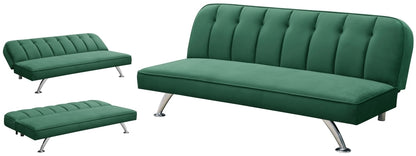 Brighton Green Velvet Fabric 3 Seater Sofabed