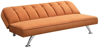 Brighton Orange Velvet Fabric 3 Seater Sofabed