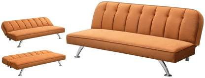 Brighton Orange Velvet Fabric 3 Seater Sofabed