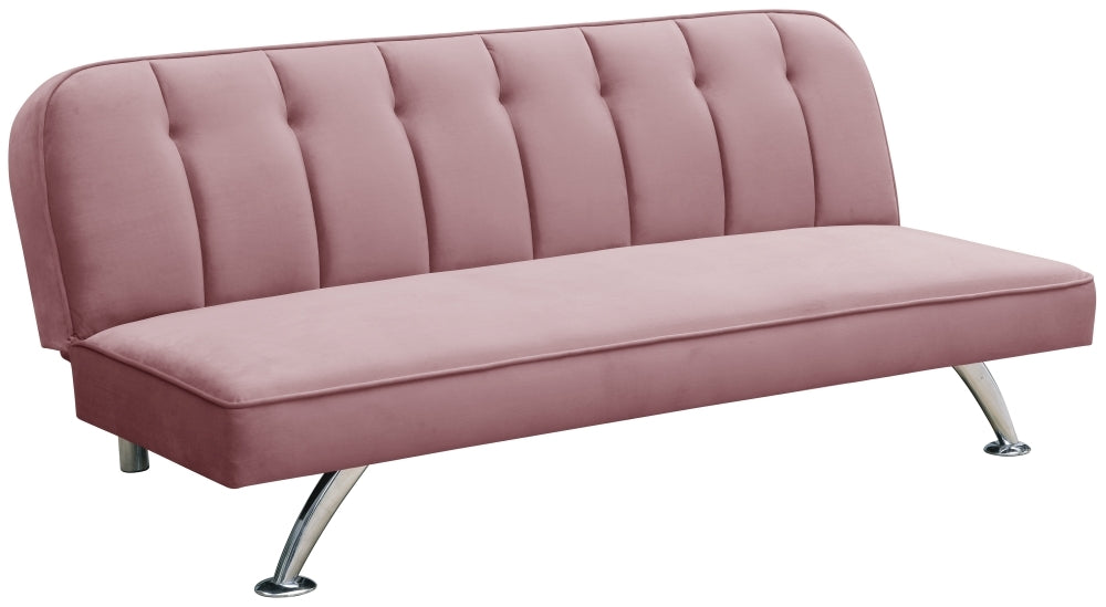 Brighton Pink Velvet Fabric 3 Seater Sofabed