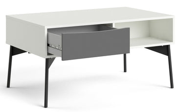 Fur Coffee Table with 1 Drawer in Grey and White