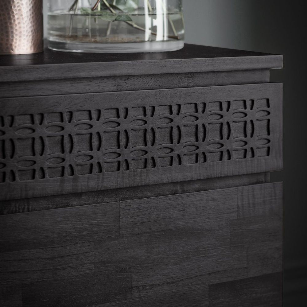 Boho Boutique 140cm Black Wood Medium Sideboard - 3 Doors