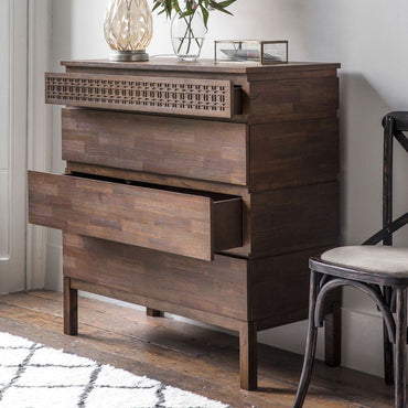 Boho Retreat Chocolate Wood Chest - 4 Drawers