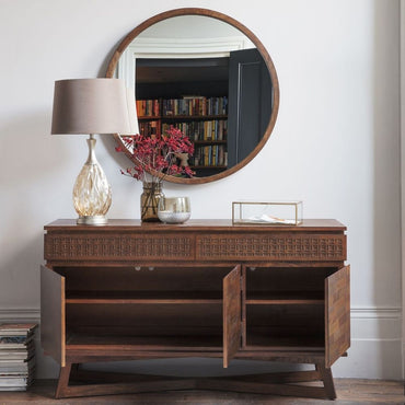 Boho Retreat 140cm Chocolate Wood Medium Sideboard - 3 Doors