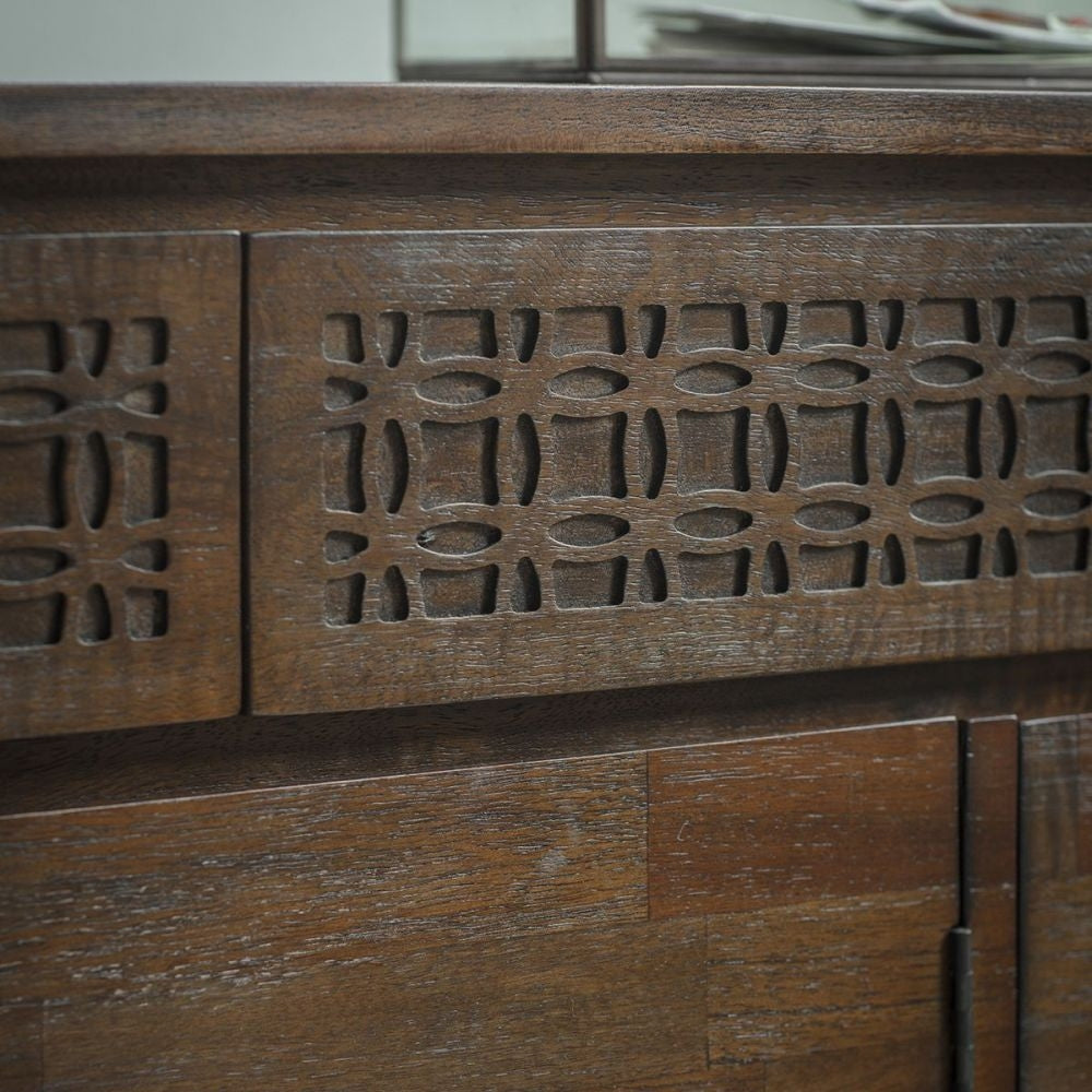 Boho Retreat 140cm Chocolate Wood Medium Sideboard - 3 Doors