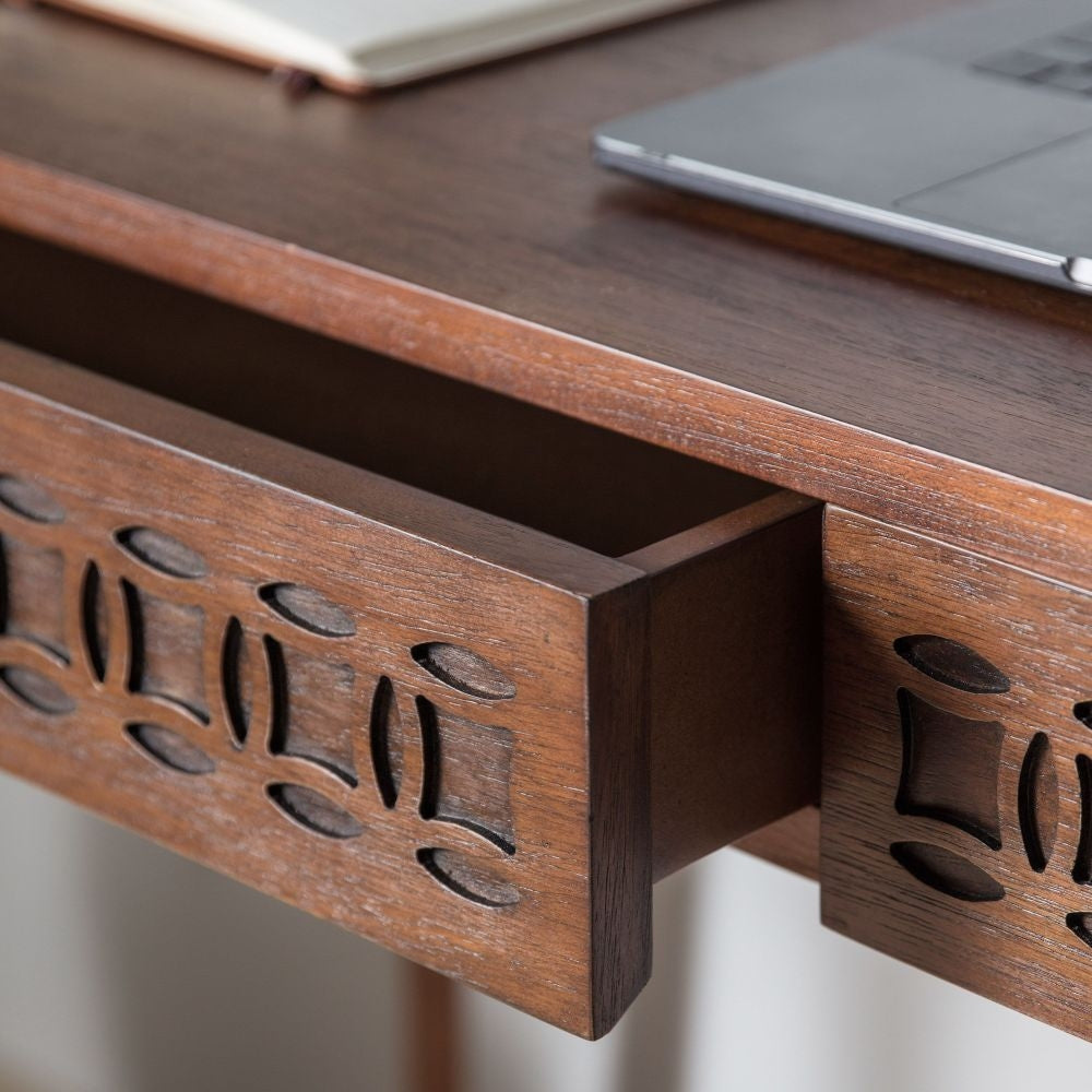 Boho Retreat Chocolate Wood Writing Desk - 2 Drawers