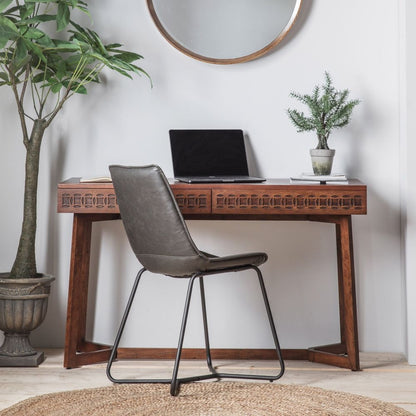 Boho Retreat Chocolate Wood Writing Desk - 2 Drawers