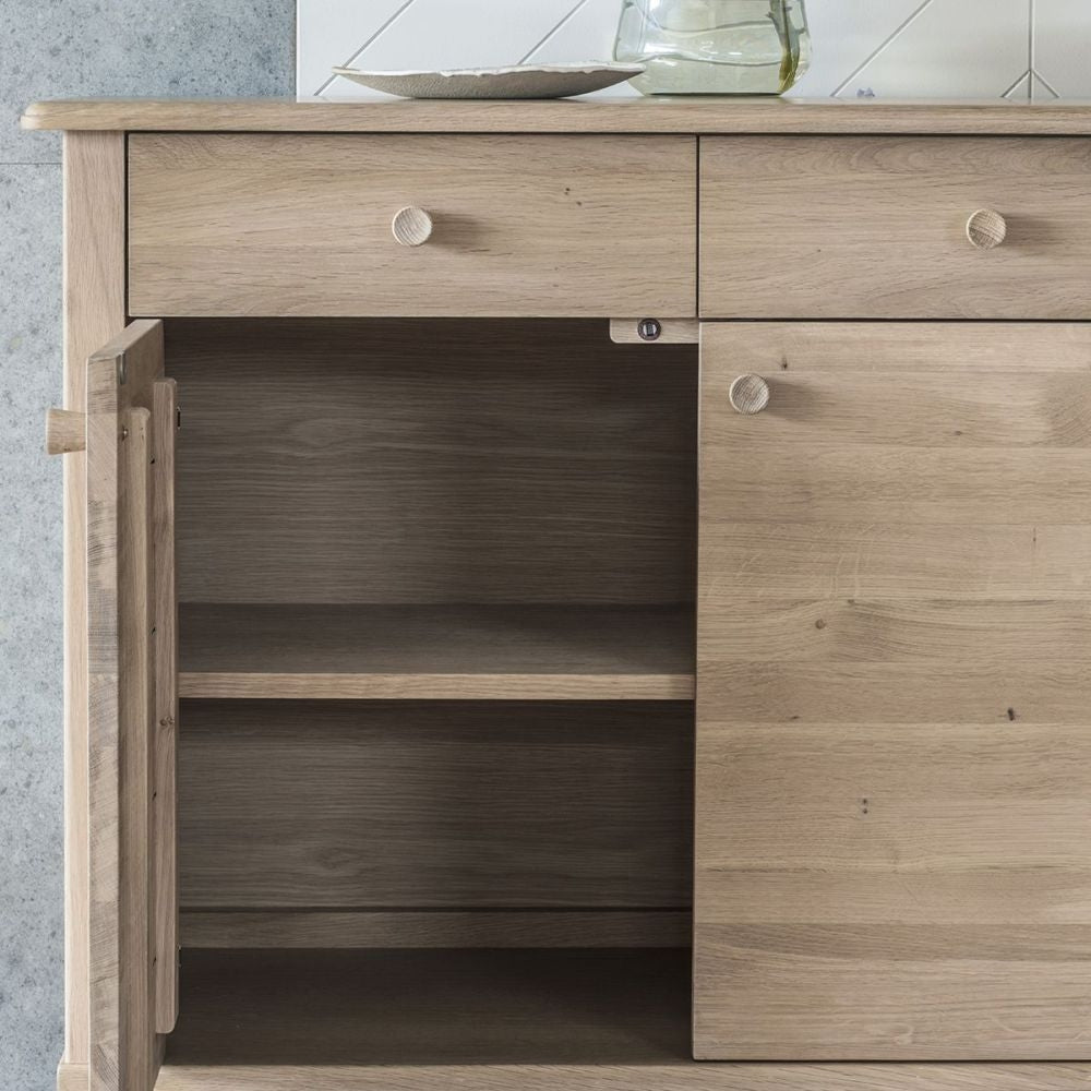 Wycombe 140cm Nordic Style Oak Medium Sideboard - 3 Doors