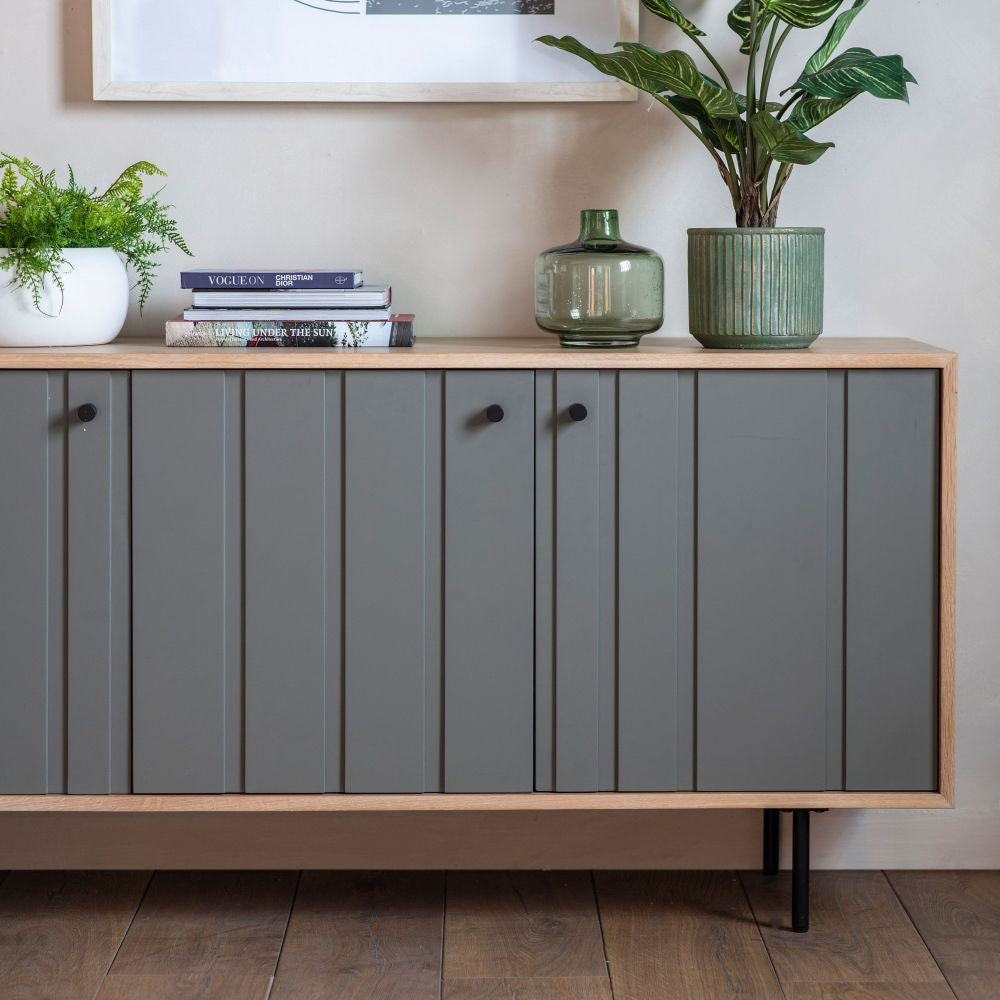 Fuji Oak and Grey 150cm Medium Sideboard - 3 Doors