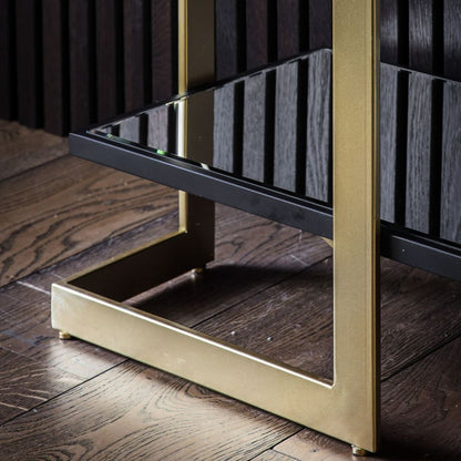 Ardella Black Glass Console Table - Gold Base