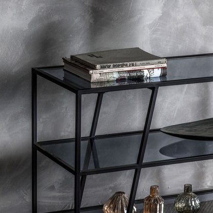 Putney Black Glass 140cm Console Table