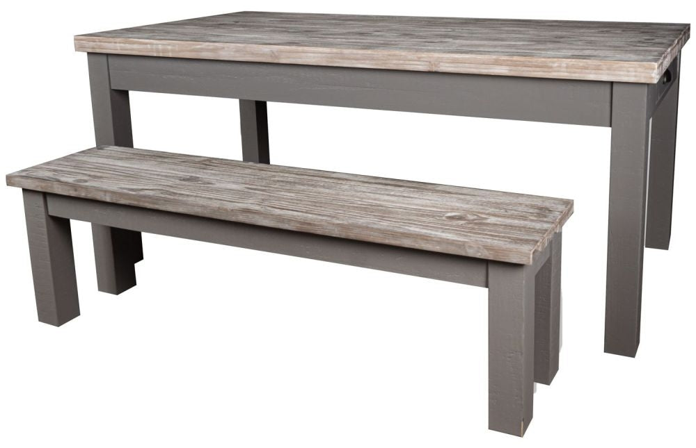 The Oxley Farmhouse Style Grey Painted Pine Dining Bench