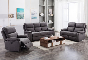 Stretford Dark Grey Fabric 2 Seater Electric Recliner Sofa