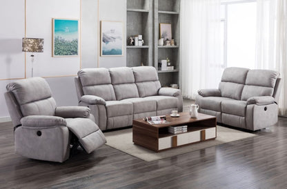 Stretford Light Grey Fabric 2 Seater Electric Recliner Sofa