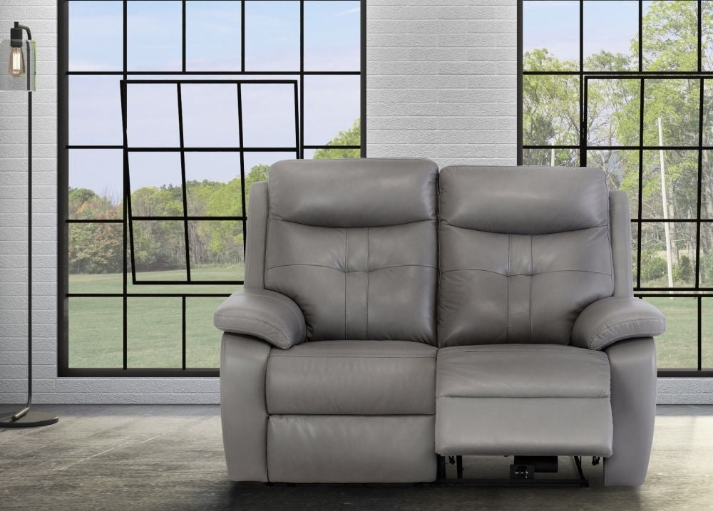 Sophia Grey Leather 2 Seater Electric Recliner Sofa