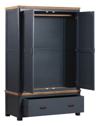 Treviso Midnight Blue and Oak 2 Door Wardrobe