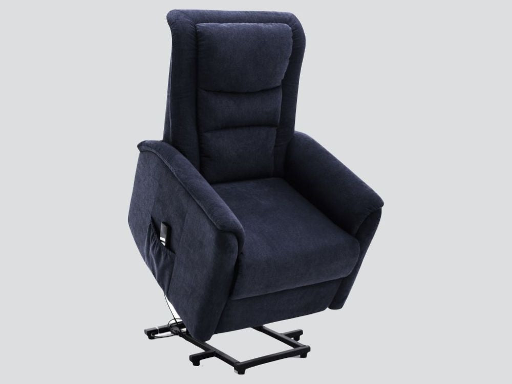 Winchester Blue Fabric Electric Lift and Tilt Recliner Armchair