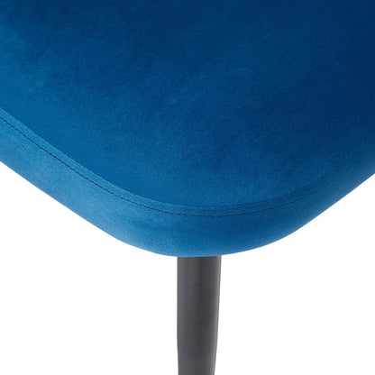 Zara Blue Velvet Fabric Dining Bench with Backrest