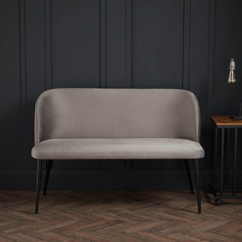 Zara Grey Fabric Dining Bench with Backrest