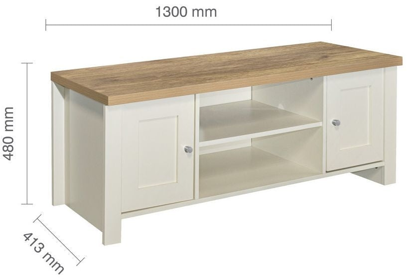 Highgate Cream and Oak Effect TV Unit- 2 Doors