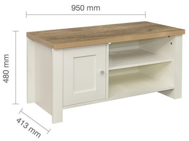 Highgate Cream and Oak Effect TV Unit - 1 Door