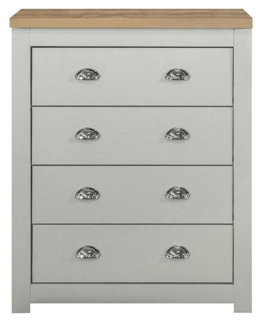 Highgate Grey and Oak Effect Chest - 4 Drawers