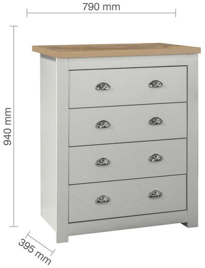 Highgate Grey and Oak Effect Chest - 4 Drawers