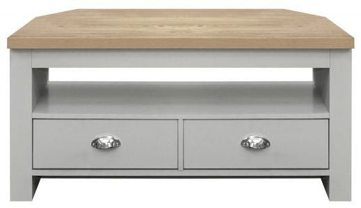 Highgate Grey and Oak Effect Corner TV Unit - 2 Drawers