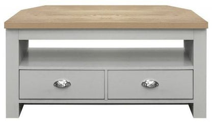 Highgate Grey and Oak Effect Corner TV Unit - 2 Drawers