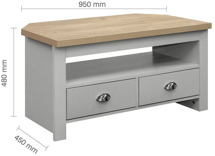 Highgate Grey and Oak Effect Corner TV Unit - 2 Drawers