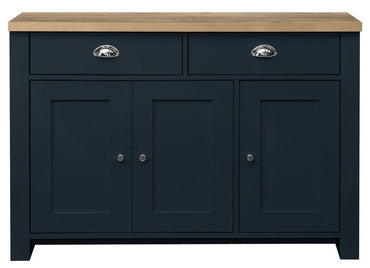 Highgate Blue and Oak Effect Small Sideboard - 3 Doors